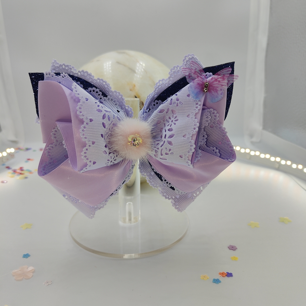 Charming Purple Butterfly Hair Bow for Kids